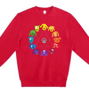 Color Wheel Educational Art Teacher Dog Themed Artist Premium Crewneck Sweatshirt