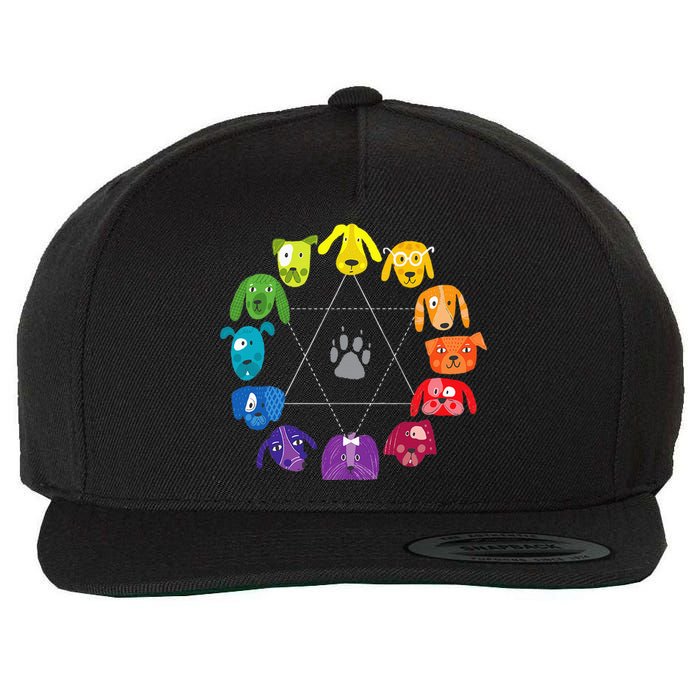 Color Wheel Educational Art Teacher Dog Themed Artist Wool Snapback Cap