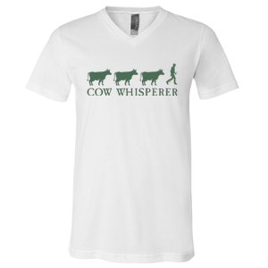 Cow Whisperer Funny Farmer Farming Lovers Outfit V-Neck T-Shirt