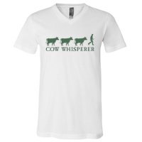 Cow Whisperer Funny Farmer Farming Lovers Outfit V-Neck T-Shirt