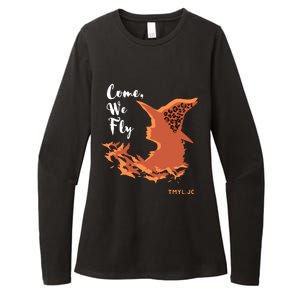 Come We Fly Witch Leopard Halloween Graphic Gift Womens CVC Long Sleeve Shirt