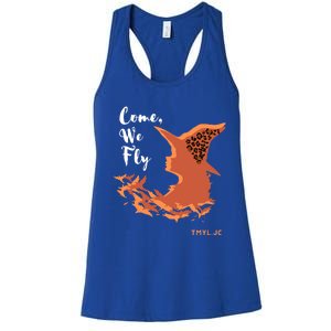 Come We Fly Witch Leopard Halloween Graphic Gift Women's Racerback Tank