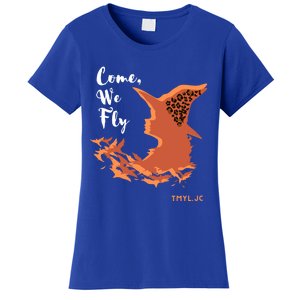 Come We Fly Witch Leopard Halloween Graphic Gift Women's T-Shirt