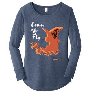 Come We Fly Witch Leopard Halloween Graphic Gift Women's Perfect Tri Tunic Long Sleeve Shirt