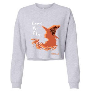 Come We Fly Witch Leopard Halloween Graphic Gift Cropped Pullover Crew