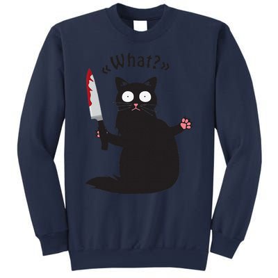 Cat What Funny Black Cat Fun Murderous Cat With Knife Sweatshirt