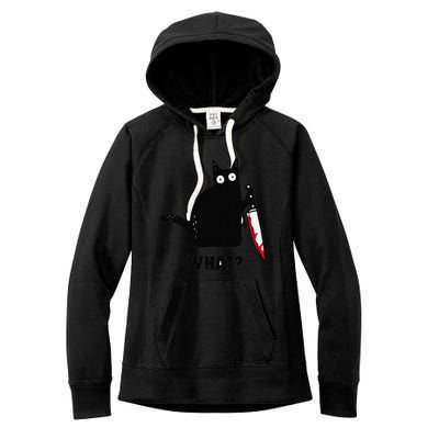 Cat What Funny Black Cat Murderous Cat With Knife Women's Fleece Hoodie