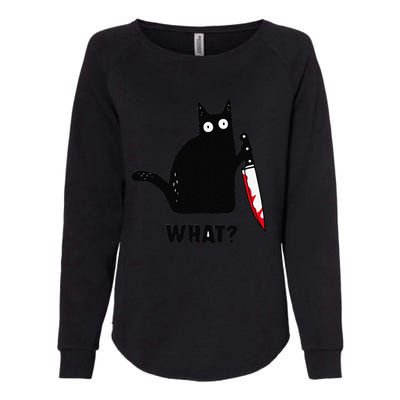 Cat What Funny Black Cat Murderous Cat With Knife Womens California Wash Sweatshirt