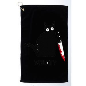 Cat What Funny Black Cat Murderous Cat With Knife Platinum Collection Golf Towel