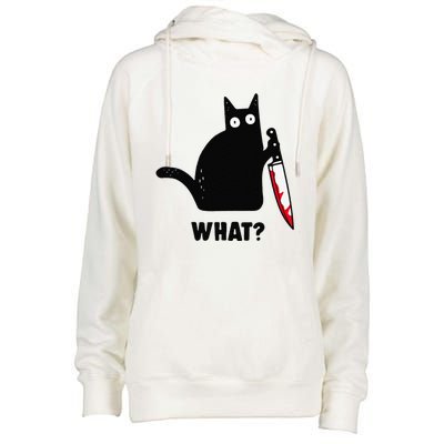 Cat What Funny Black Cat Murderous Cat With Knife Womens Funnel Neck Pullover Hood