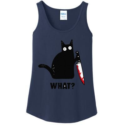 Cat What Funny Black Cat Murderous Cat With Knife Ladies Essential Tank