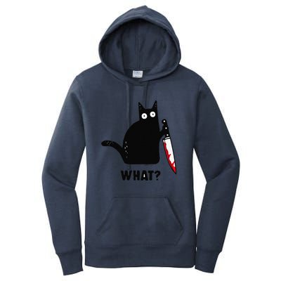 Cat What Funny Black Cat Murderous Cat With Knife Women's Pullover Hoodie