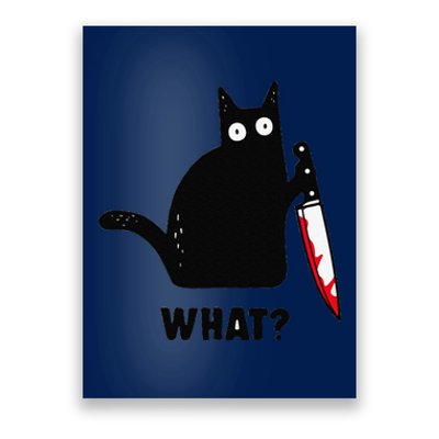 Cat What Funny Black Cat Murderous Cat With Knife Poster