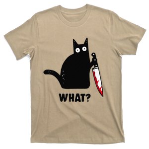 Cat What Funny Black Cat Murderous Cat With Knife T-Shirt