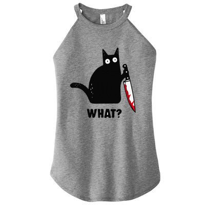 Cat What Funny Black Cat Murderous Cat With Knife Women's Perfect Tri Rocker Tank