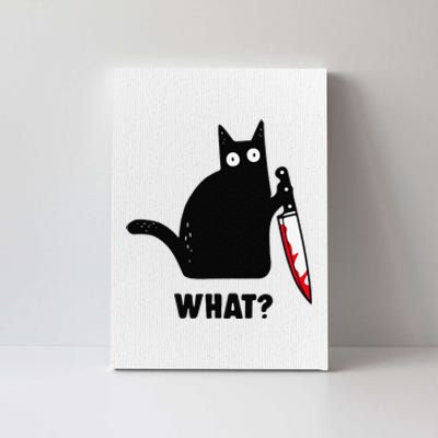 Cat What Funny Black Cat Murderous Cat With Knife Canvas