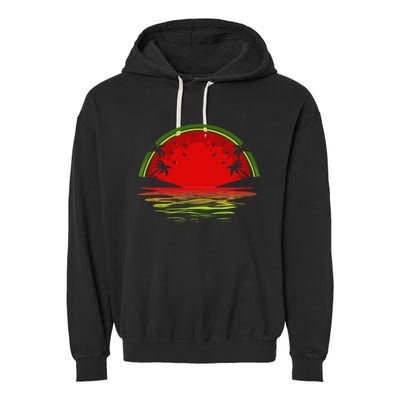 Cool Watermelon For  Tropical Sunset Fruit Summer Garment-Dyed Fleece Hoodie