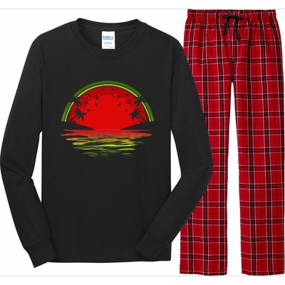 Cool Watermelon For  Tropical Sunset Fruit Summer Long Sleeve Pajama Set