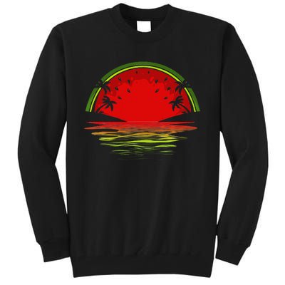 Cool Watermelon For  Tropical Sunset Fruit Summer Tall Sweatshirt