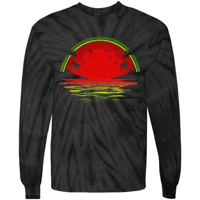 Cool Watermelon For  Tropical Sunset Fruit Summer Tie-Dye Long Sleeve Shirt