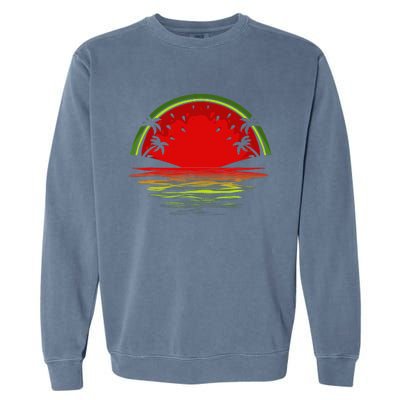 Cool Watermelon For  Tropical Sunset Fruit Summer Garment-Dyed Sweatshirt