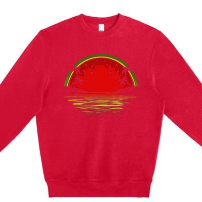 Cool Watermelon For  Tropical Sunset Fruit Summer Premium Crewneck Sweatshirt