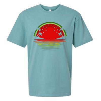 Cool Watermelon For  Tropical Sunset Fruit Summer Sueded Cloud Jersey T-Shirt