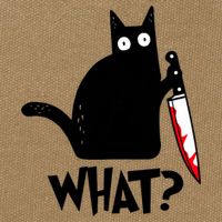 Cat What? Funny Black Cat Murderous Cat With Knife Cotton Canvas Backpack