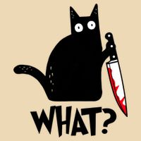 Cat What? Funny Black Cat Murderous Cat With Knife Drawstring Bag