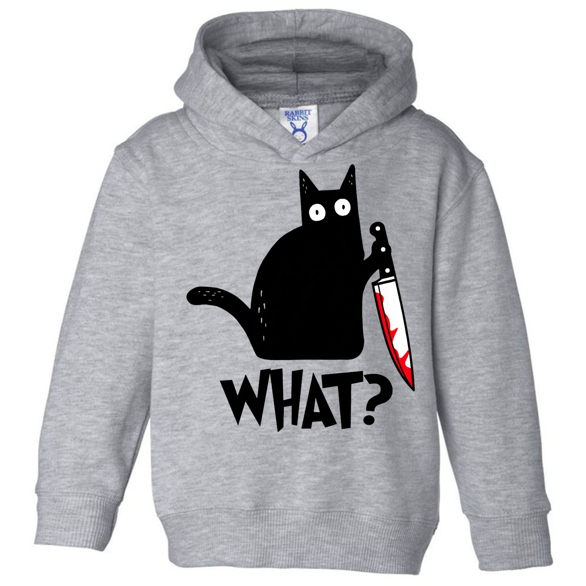 Cat What? Funny Black Cat Murderous Cat With Knife Toddler Hoodie