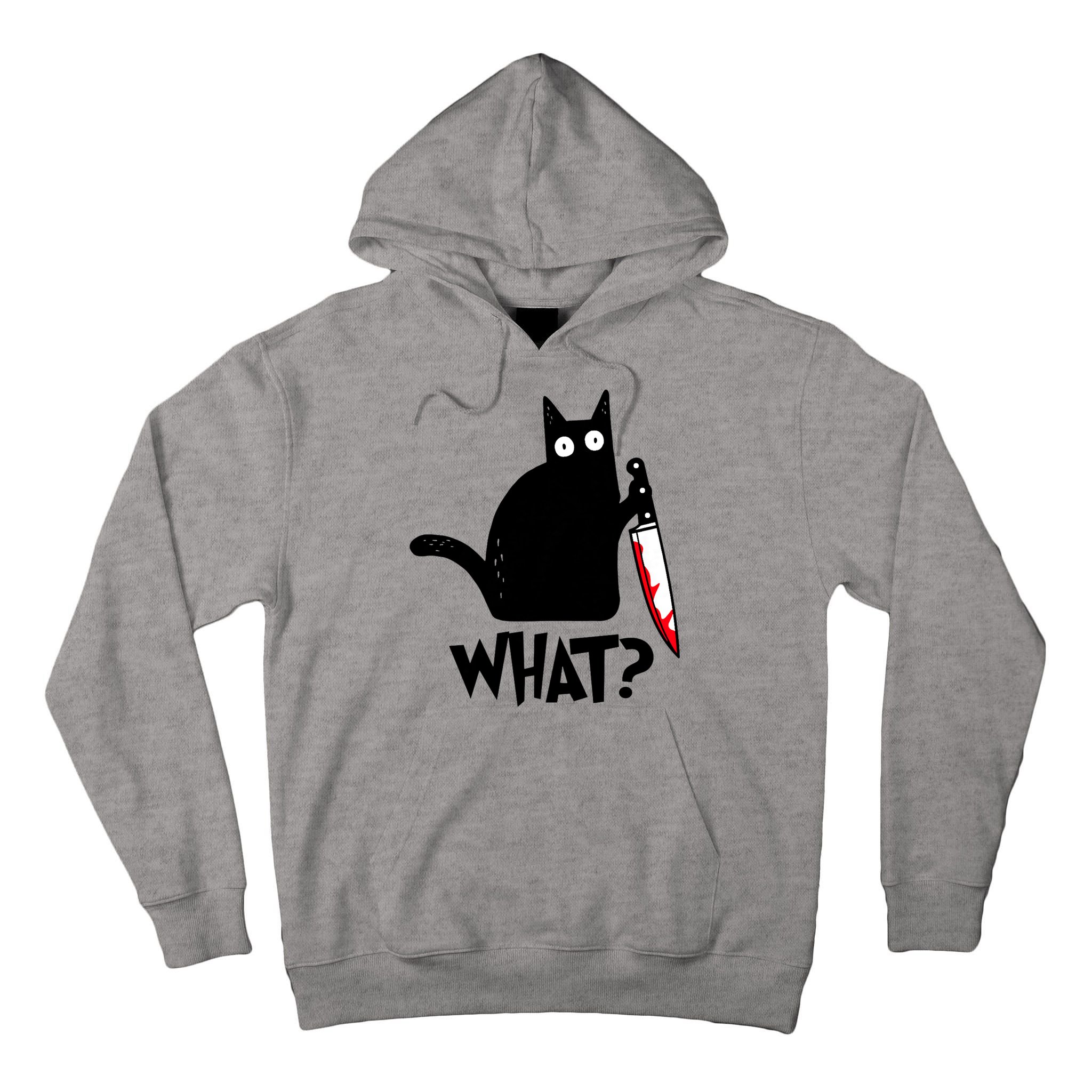 Cat What? Funny Black Cat Murderous Cat With Knife Tall Hoodie