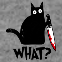 Cat What? Funny Black Cat Murderous Cat With Knife Tall Hoodie