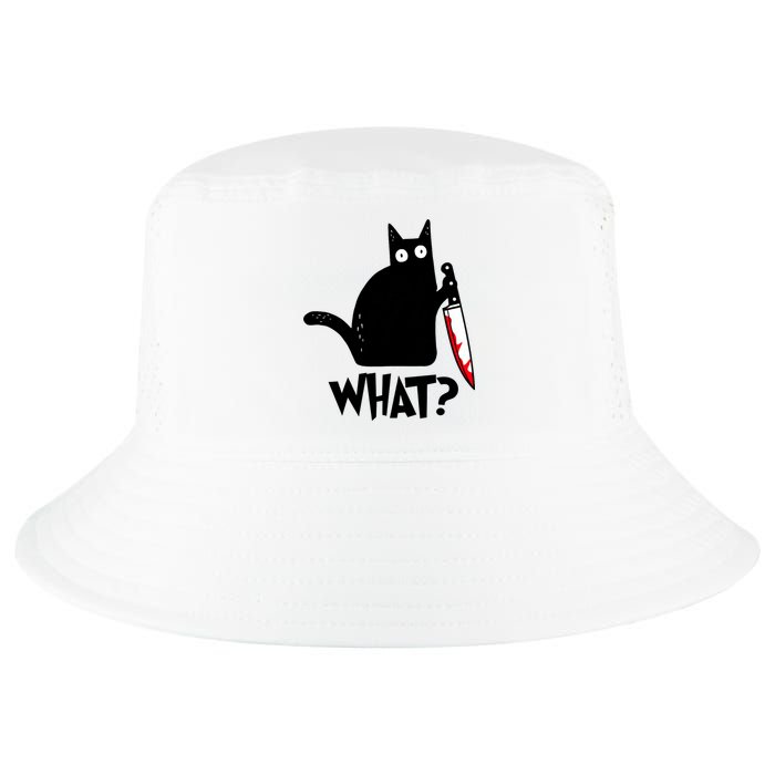 Cat What? Funny Black Cat Murderous Cat With Knife Cool Comfort Performance Bucket Hat