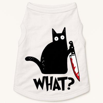 Cat What? Funny Black Cat Murderous Cat With Knife Doggie Tank
