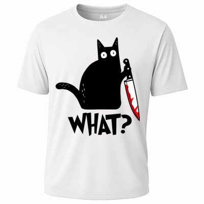 Cat What? Funny Black Cat Murderous Cat With Knife Performance Shirt
