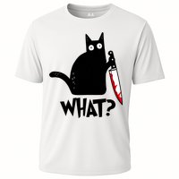 Cat What? Funny Black Cat Murderous Cat With Knife Performance Shirt