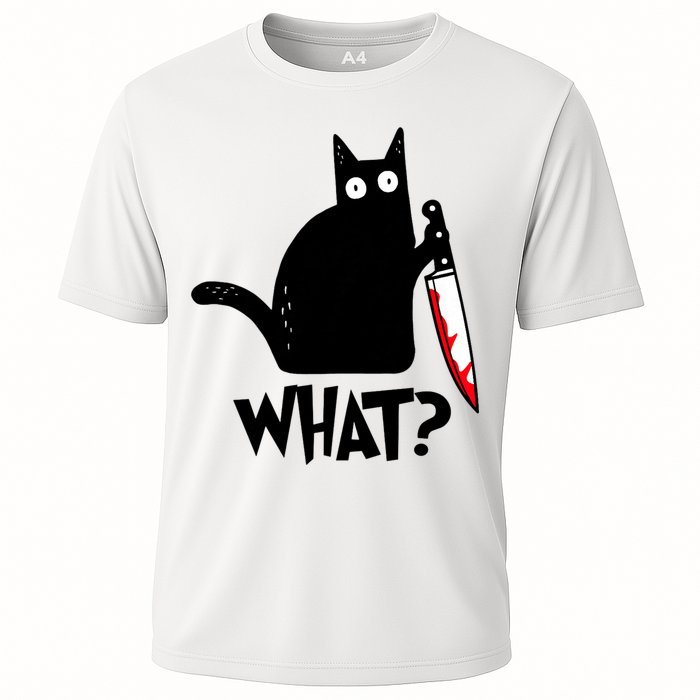 Cat What? Funny Black Cat Murderous Cat With Knife Performance Shirt