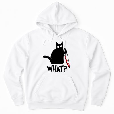 Cat What? Funny Black Cat Murderous Cat With Knife Hoodie