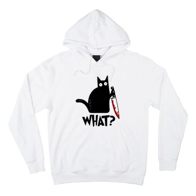 Cat What? Funny Black Cat Murderous Cat With Knife Hoodie