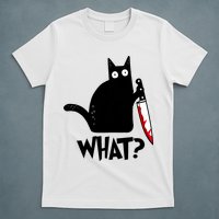 Cat What? Funny Black Cat Murderous Cat With Knife T-Shirt