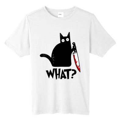 Cat What? Funny Black Cat Murderous Cat With Knife Tall Fusion ChromaSoft Performance T-Shirt