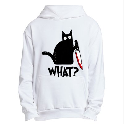 Cat What? Funny Black Cat Murderous Cat With Knife Urban Pullover Hoodie