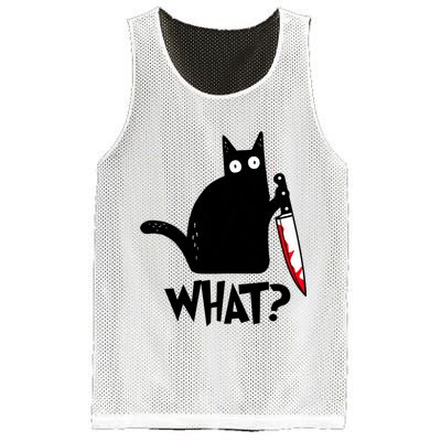 Cat What? Funny Black Cat Murderous Cat With Knife Mesh Reversible Basketball Jersey Tank