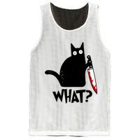 Cat What? Funny Black Cat Murderous Cat With Knife Mesh Reversible Basketball Jersey Tank