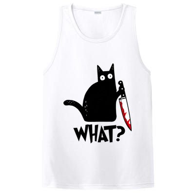 Cat What? Funny Black Cat Murderous Cat With Knife PosiCharge Competitor Tank