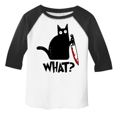 Cat What? Funny Black Cat Murderous Cat With Knife Toddler Fine Jersey T-Shirt