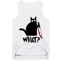 Cat What? Funny Black Cat Murderous Cat With Knife Tank Top