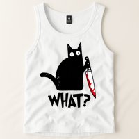 Cat What? Funny Black Cat Murderous Cat With Knife Tank Top