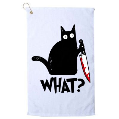 Cat What? Funny Black Cat Murderous Cat With Knife Golf Towel