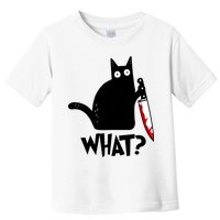 Cat What? Funny Black Cat Murderous Cat With Knife Toddler T-Shirt